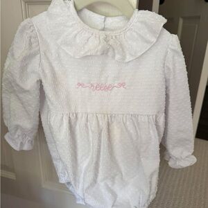 Hannah Kate White Swiss Dot with Pink Embroidery “Reese”